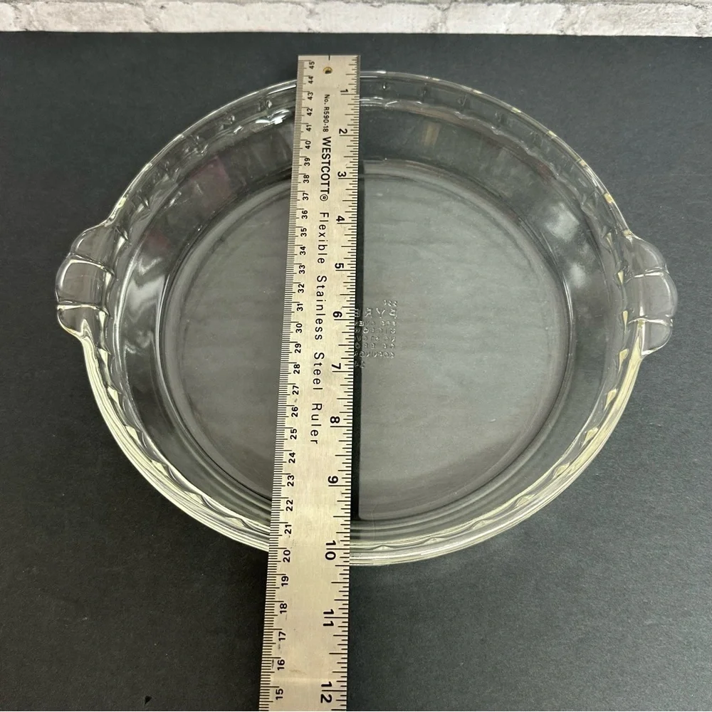 Pyrex Scalloped Edges Corning NY USA 10in Pie Clear Deep Dish Ovenware #229 VTG